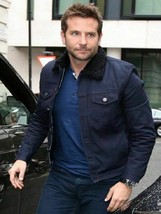 Bradley Cooper Black Cotton Fur Collar Shirt Style Jacket - £89.33 GBP