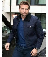 Bradley Cooper Black Cotton Fur Collar Shirt Style Jacket - £89.64 GBP
