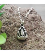 PINE TREE NECKLACE 15&quot; Chain Pewter Pendant Outdoor Camping Mountain Wil... - €7,77 EUR