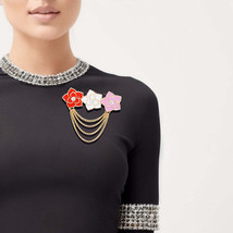Brooch Triple Rose Draped Chain Pin for Women - $38.10
