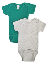 Bambini Newborn (0-6 Months) Unisex Unisex Baby 2 Pc Onezies 100% Cotton Green/G - £13.26 GBP