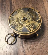 Nautical Vintage Brass Antique Compass 100 Year Calendar Leather Case - $677.21 MXN
