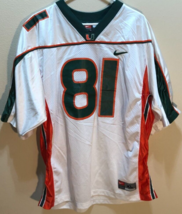 Miami Hurricanes #81 NCAA Vintage Nike White ACC Green Big East Sewn Jer... - $95.23