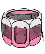 Dog Play Pen Foldable With Removable Zipper Top And Waterproof - Pink - €28,07 EUR