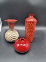 3 Red Red glazed bud vase Tiered Tray Red/cream - $324.15 MXN