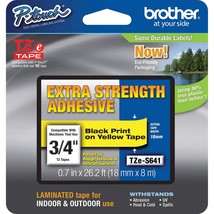Brother Laminated Tape, Retail Packaging, 3/4 Inch, Black on Yellow (TZeS641) - £24.96 GBP