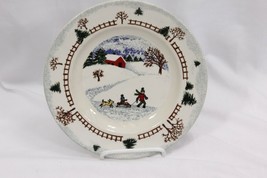 An item in the Pottery & Glass category: Folkcraft Winterside Salad Plates and Rim Soup Bowl Lot of 9  Christmas Xmas