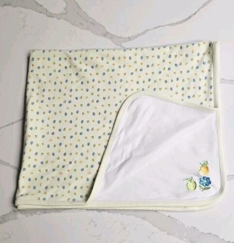 Vintage 2000 Gymboree Apple Blossoms Floral Blanket Green Blue & Yellow READ!! - $168.25