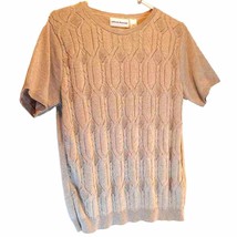 Alfred Dunner Women&#39;s Pullover Sweater Beige Short Sleeve Cable Knit M - $12.86