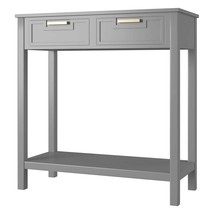 Modern Entryway Accent 2 Drawer Sofa Side Table Grey - $4,333.61 MXN