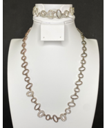 Premier Designs Jewelry Silver Tone Oval Rhinestone Necklace &amp; Bracelet ... - £28.31 GBP