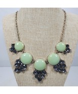 Vintage Necklace Statement 21 Inch Green Gray Grapes w/ Gold Tone Chain - $39.76 CAD