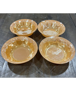 Vintage Anchor Hocking Fire King Peach Luster Set Of 4 Berry Bowl 4 3/4&quot; - $24.74