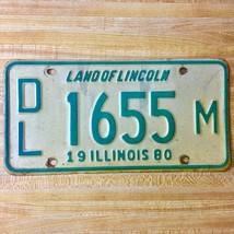 1980 United States Illinois Land of Lincoln Dealer License Plate DL 1655 M - £8.99 GBP