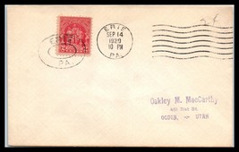 1929 US Cover - Erie, Pennsylvania to Ogden, Utah, Nice Cancel N11  - $2.96