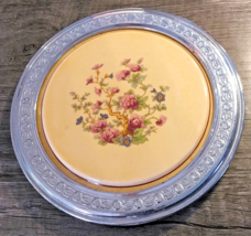 Vintage Farberware Leigh Potters Inc. U.S.A. Pink Floral Hot Plate Chrome Rim - £13.70 GBP