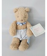Bear Eden Baby Rattle Tan Fuzzy Plush Stuffed Blue White Stripe 7&quot; Vtg T... - $59.35