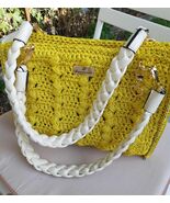 Handmade crochet bag in dazzling yellow - $140.00