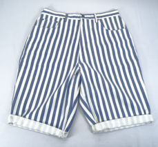 Vintage Cotler Shorts Hommes 32 Bleu Blanc Rayé Jeans 90s Hip Hop USA Fa... - £14.87 GBP
