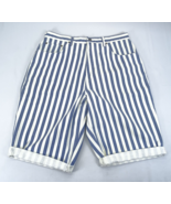 Vintage Cotler Shorts Hommes 32 Bleu Blanc Rayé Jeans 90s Hip Hop USA Fa... - £14.90 GBP