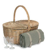 Oval Grey Sage 2 Person Fitted Picnic Basket - £68.91 GBP