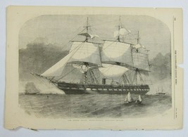 Antique 1856 Print The United States Steam Frigate Merrimack Naval Ship Seascape - £35.96 GBP