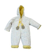Infant Hooded Winter Snowsuit 6M Yellow &amp; White Teddy Bear Accents Vintage - $39.38 CAD