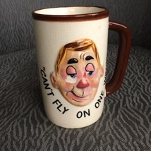 ENESCO Mug 1950-60s Japan Humor Can&#39;t Fly On One Wing Cup Face Vintage A... - £18.34 GBP