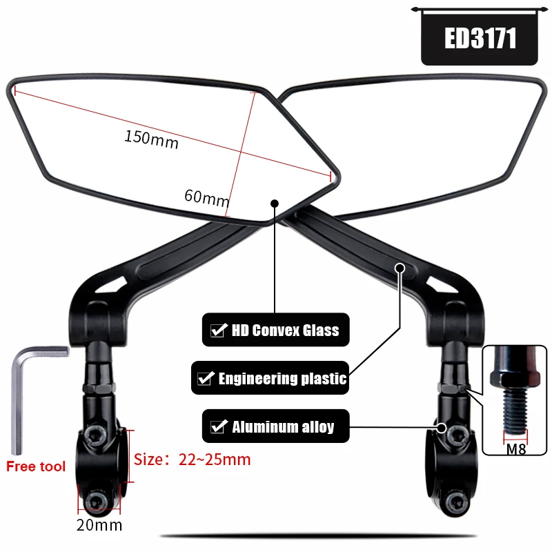 EasyDo Bicycle Handlebar Rear View Mirror Bike Cycling Range Back Sight Reflecto - £38.05 GBP