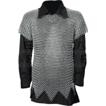 Butted Aluminum chainmail shirt half Sleeve Round Ring Zig-Zag Haubergeon armorX - £67.23 GBP