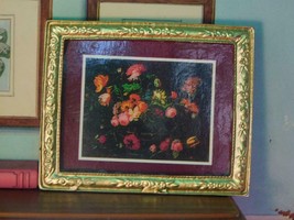 RARE Vintage Antique Dollhouse Mniature Flower Picture Frame Garden Mini... - £11.60 GBP