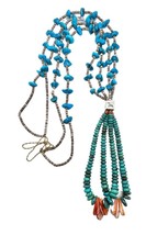 Vintage Santo Domingo Sterling Turquoise Spiny Oyster Heishi Bead Jacla Necklace - £430.71 GBP