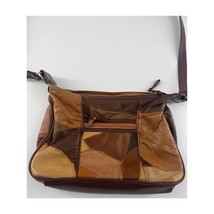 Vintage Leather Brown Tan Purse Patchwork Shoulder Bag Handbag Y2K Boho ... - $18.09