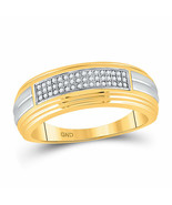 10kt Two-tone Gold Mens Round Diamond Pave Band Ring 1/6 Cttw - £393.22 GBP