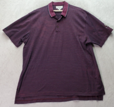 IZOD Polo Shirt Men&#39;s XL Purple Striped International Tour Short Sleeve Collared - £12.99 GBP
