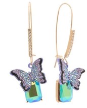 betsey johnson crystal butterfly drop earrings - $32.68