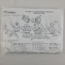 XMAS Embroidery Pillowcase Kit Herrschners Cardinal Bird Family Makes 2 ... - $16.95