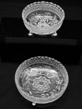 Antique 1913 INDIANA GLASS 2-Piece Footed Bowl Set ROSE POINT BAND Fruit... - $167.47 MXN