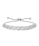 1/2 CT. T.W. Diamond Cascading Bolo Bracelet in Sterling Silver - 9.5&quot; - £335.07 GBP