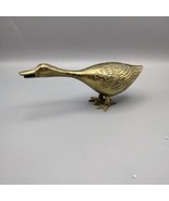 Vintage MCM Solid Brass Honking Goose Height 3&quot; Length 7&quot; - $9.88