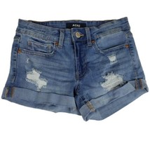 Aeropostale Womens Shorts 2 Blue Low Rise Shorty Stretch Booty Distressed - £13.88 GBP
