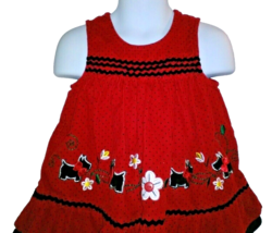 Samara Girls Size 12 Months Red Black Corduroy Jumper Dress Embroidered ... - $14.69