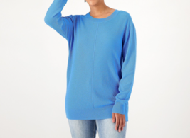 Belle Kim Gravel Seed Stitch Center-Seam Tunic Sweater- Ocean Reef, LARGE - £23.73 GBP
