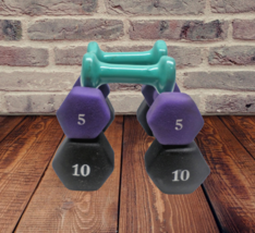  LOT OF 6    dumbbell set  10 LB  5LB  2 round dumbbell - £66.49 GBP