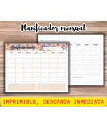 Planer mensual-Monthly Calendar-letter-A5 Journal Page - Printable Plann... - £2.36 GBP