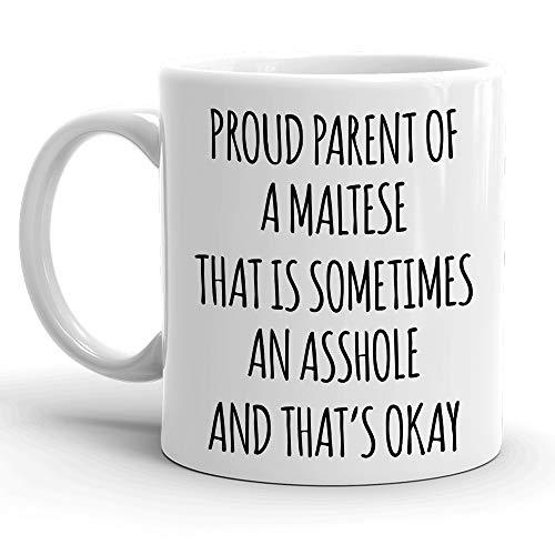 Primary image for Proud Parent of A Maltese Gift Mug for Women and Men, Funny Maltese Dog Mug for 