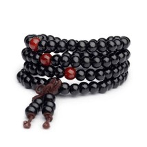 Stretch Wrap Mala Bracelet 108 6mm Bead Beautiful Black Wood Prayer Buddhist NEW - £5.54 GBP