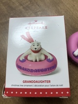 Hallmark Keepsake 2015 Granddaughter Polar Bear Pink Tube Christmas Ornament - £7.86 GBP