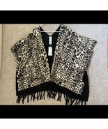 Chico’s Reversible Fringed Ruana Covering Wrap Animal Print Woman’s Smal... - $54.99