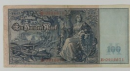 1908 Germany 100 Mark Note German Empire Reichsbanknote Kaiser Wilhelm I - £55.55 GBP